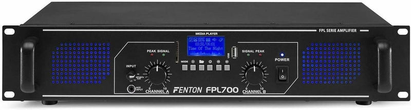 Fenton FPL700 PA Verstärker 700 Watt, 3 Kanal Endstufe, Digitalverstärker mit Bluetooth, AUX, USB, M