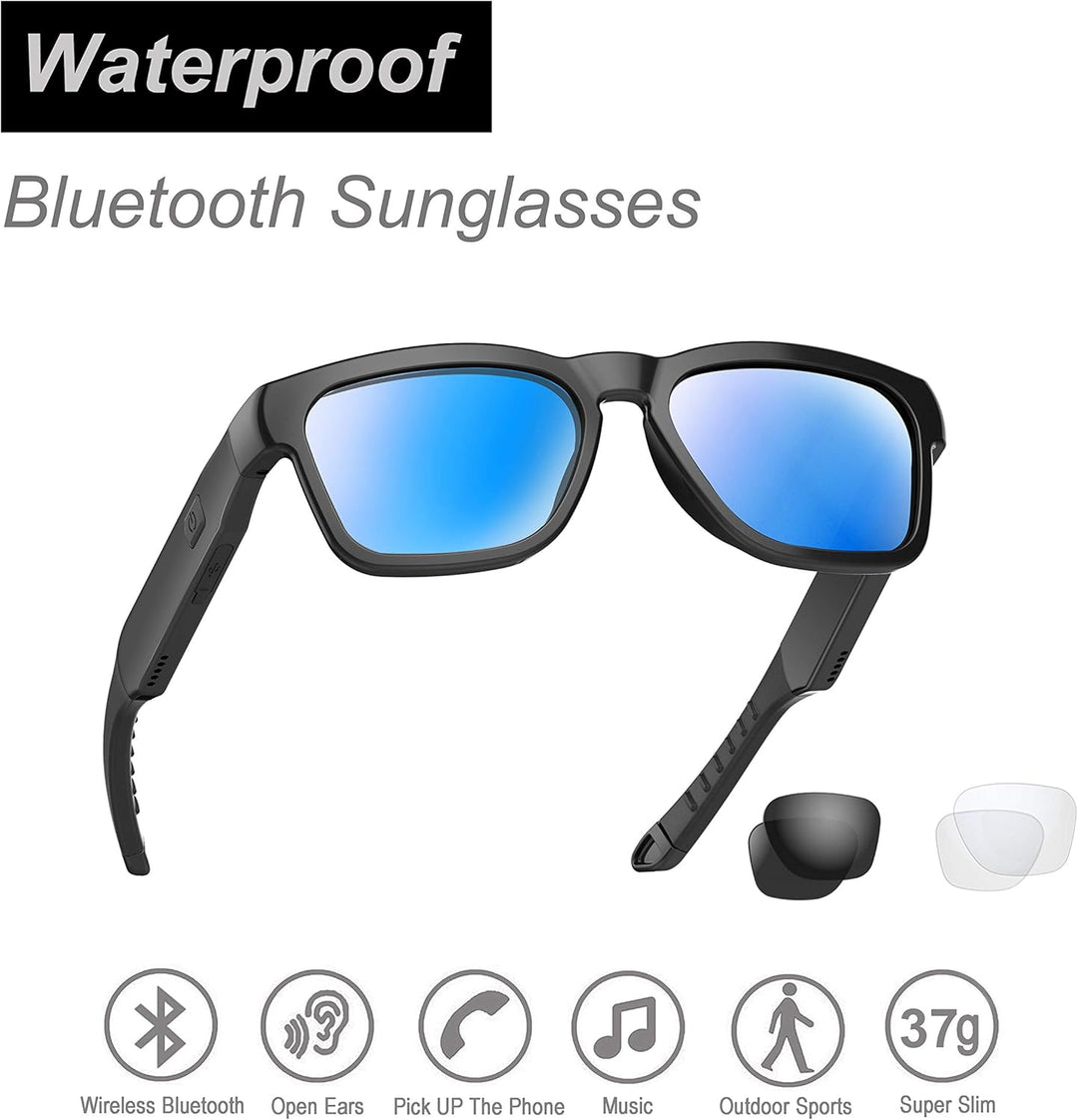 Waterproof Bluetooth Sunglasses, Outdoor Sported Over Ear Heaset with Built-in Microphone,Polarized