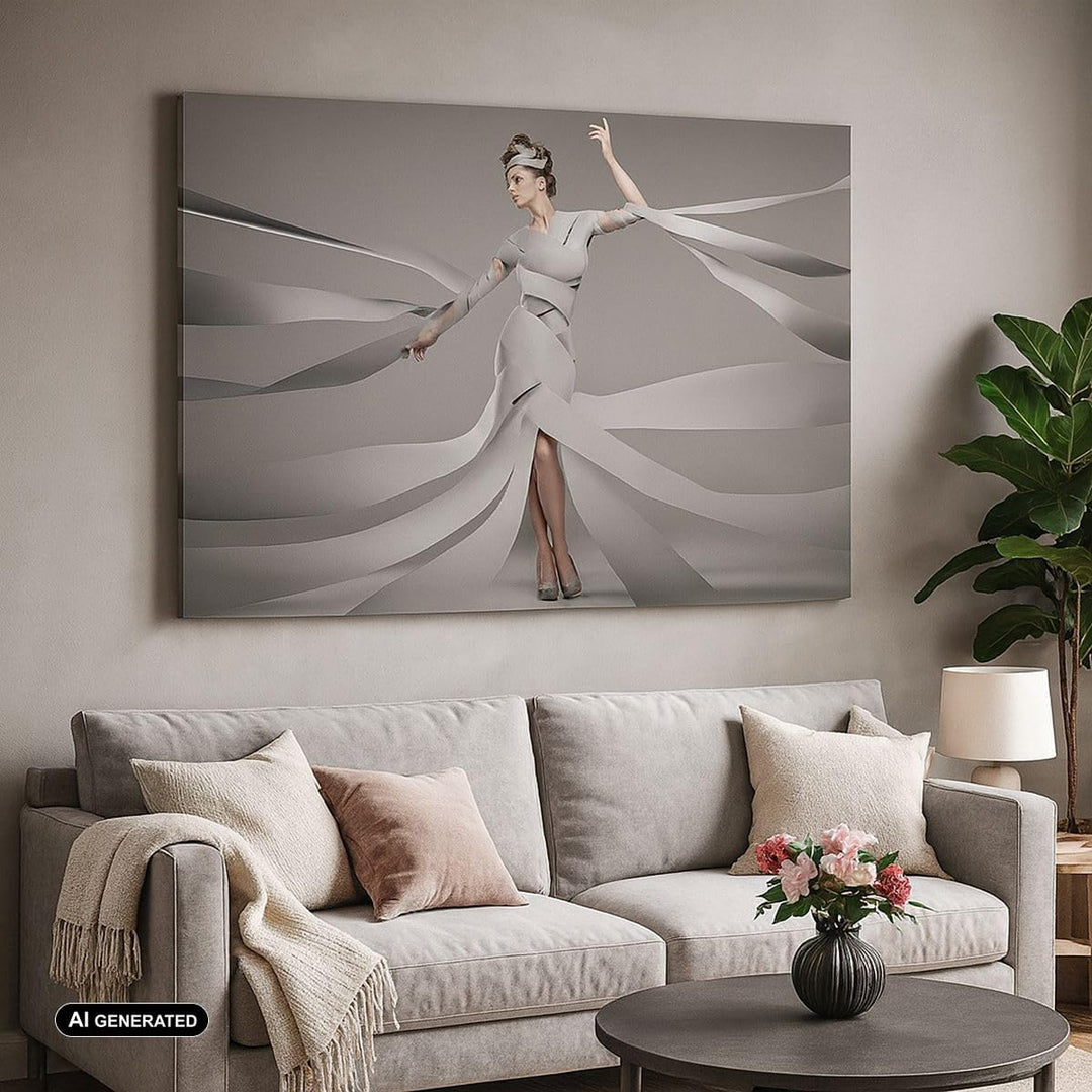 Bilder auf Leinwand Frau Modell Streifen Emotionen Leinwandbild 70x50cm Wandbilder Dekoration Wohnzi