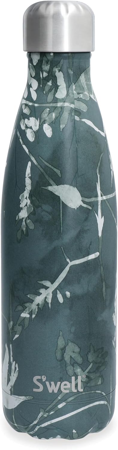 S'well Edelstahl-Wasserflasche, 482 ml, grünes Laub, dreilagig, vakuumisolierte Behälter, hält Geträ