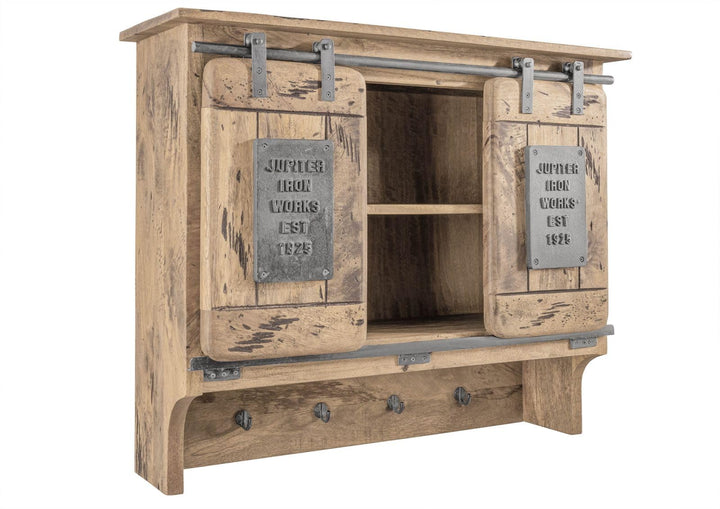 MASSIVMOEBEL24.DE Railway Wandgarderobe 90x30x75 Mango, Farbe:beige lackiert, Grösse:90x30x75 cm (Bx