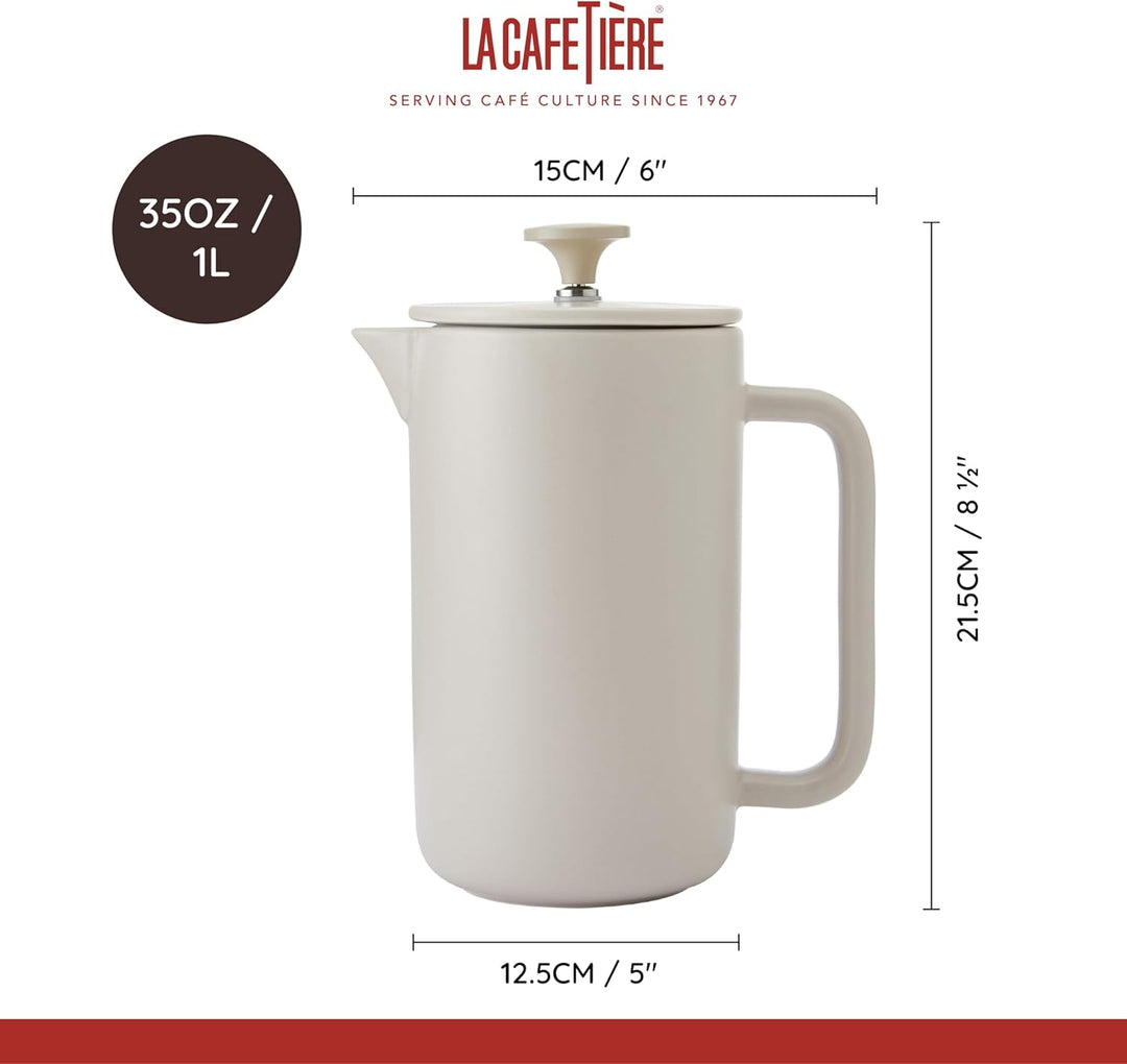 La Cafetière Arezzo Kaffeebereiter aus Steingut, cremefarben/latte, 1 l, in Geschenkbox