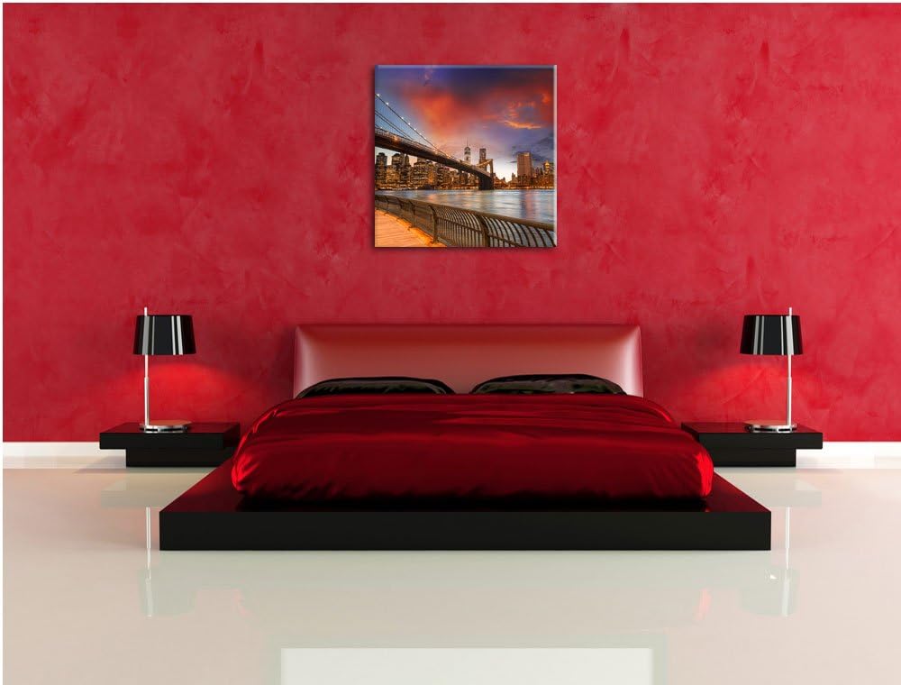 Pixxprint Brooklyn Bridge Park New York, Format: 70x70 auf Leinwand, 70x70