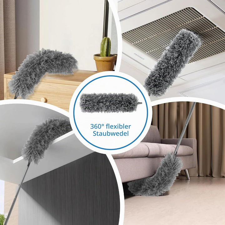 7 Stück Duster, Staubwischer Teleskop Stange und Biegbar Eckbesen, Duster Mikrofaser lang ausziehbar