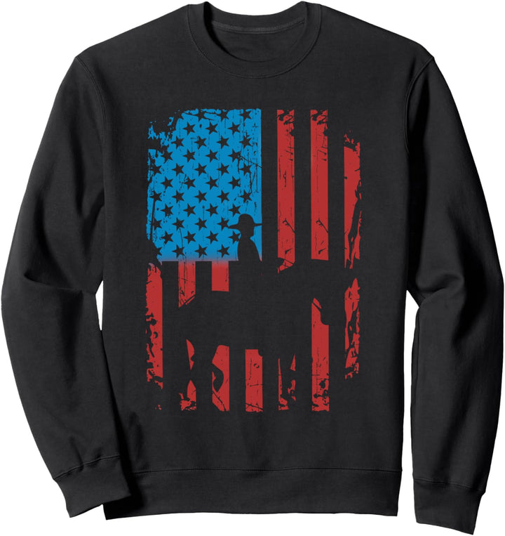 Amerikanische Flagge Cowboy Silhouette 4. Juli-Rodeo Sweatshirt