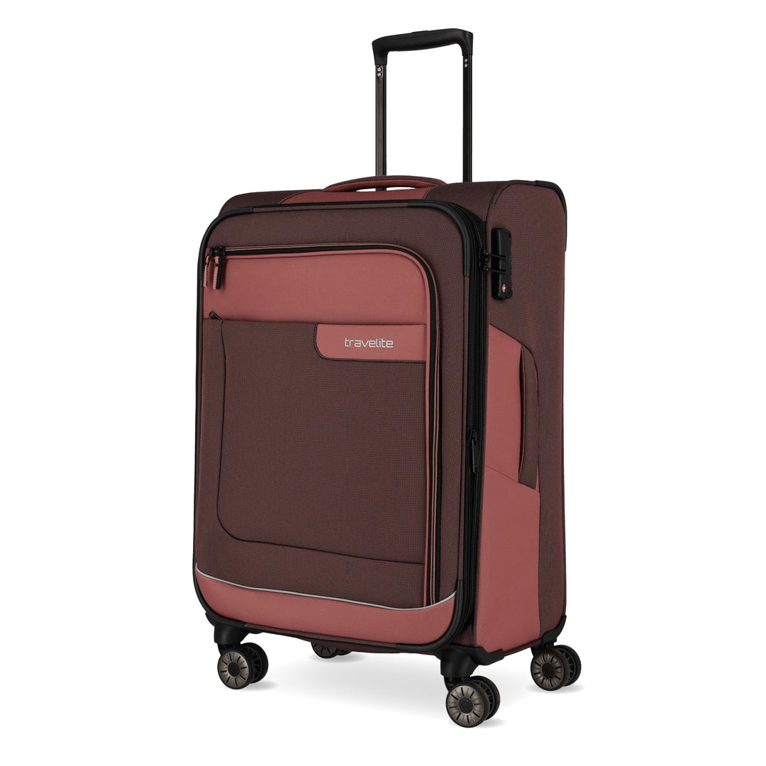 Travelite 4-Rad Koffer Grösse M Weichschale aus recyceltem Material, Gepäck Serie VIIA: Trolley mit