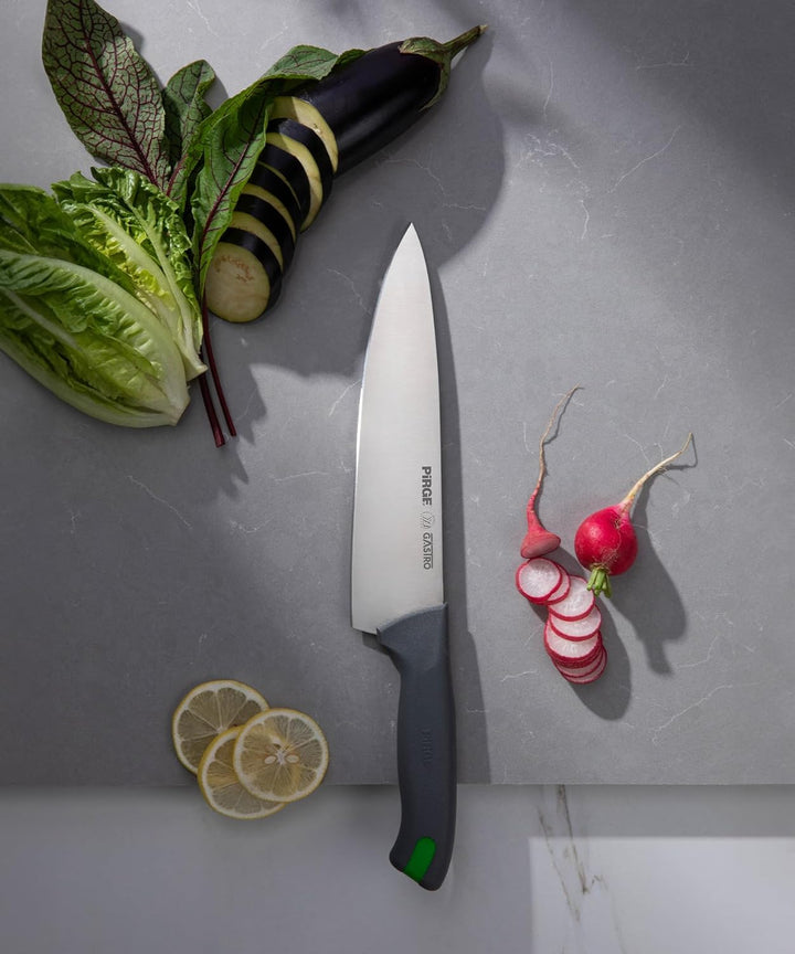 Pirge Gastro Profi Messerset mit Tasche 6 Stück - Griff mit Farbeinsatz - Profi Kochmesser Set - Ede
