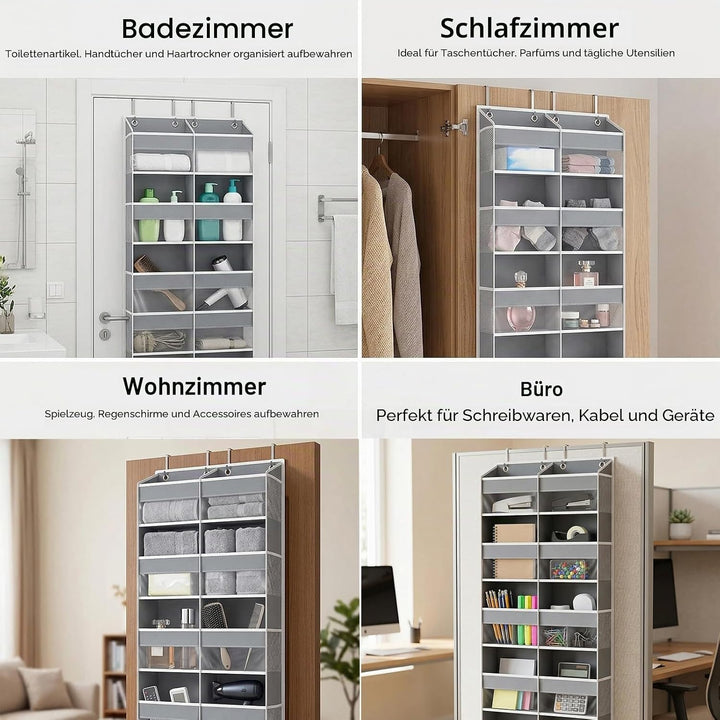 Hängeorganizer Tür mit 10 Fächern, Hängeregal über Tür Organizer mit 10 Seitentaschen & 4 Metallhake