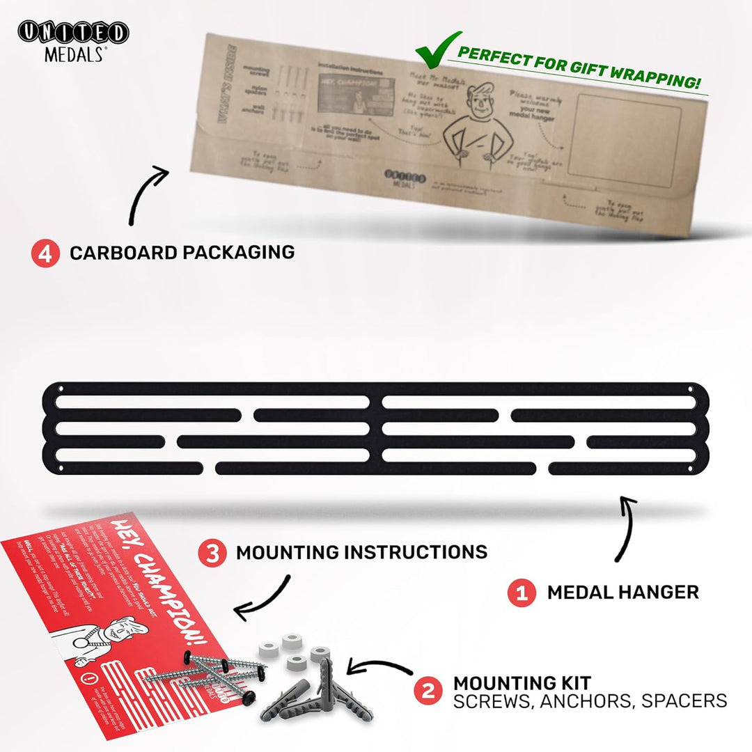 United Medals BLANK Medaillenhalter Edelstahl | Medaillen Aufhänger | Medal Hanger Holder Display Ra
