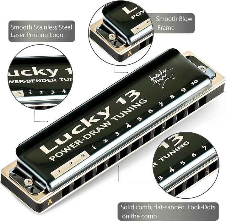East top Lucky 13 Bass Plus Blues Harmonica 13 Holes Diatonic Harp Mouth Organ Professional Musical