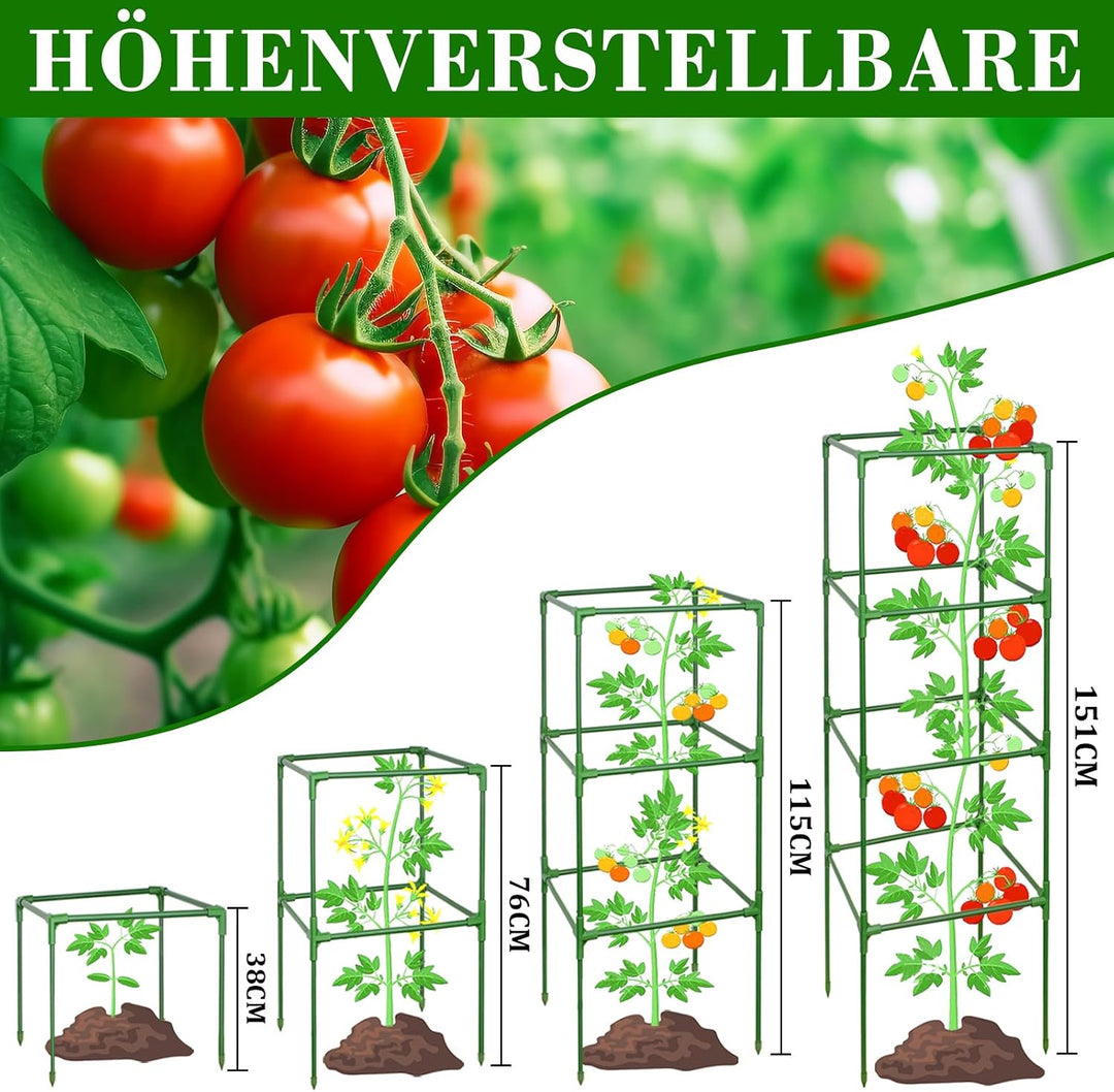 ZeeDix 4 Stück Tomaten Rankhilfe, 151cm Höhenverstellbare Rankhilfe 151cm 4Stück, 151cm 4Stück