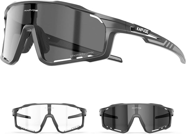 KAPVOE Photochromatische Fahrradbrille MTB Brille Selbsttönend Klar Radbrille Rennrad Sportbrille So