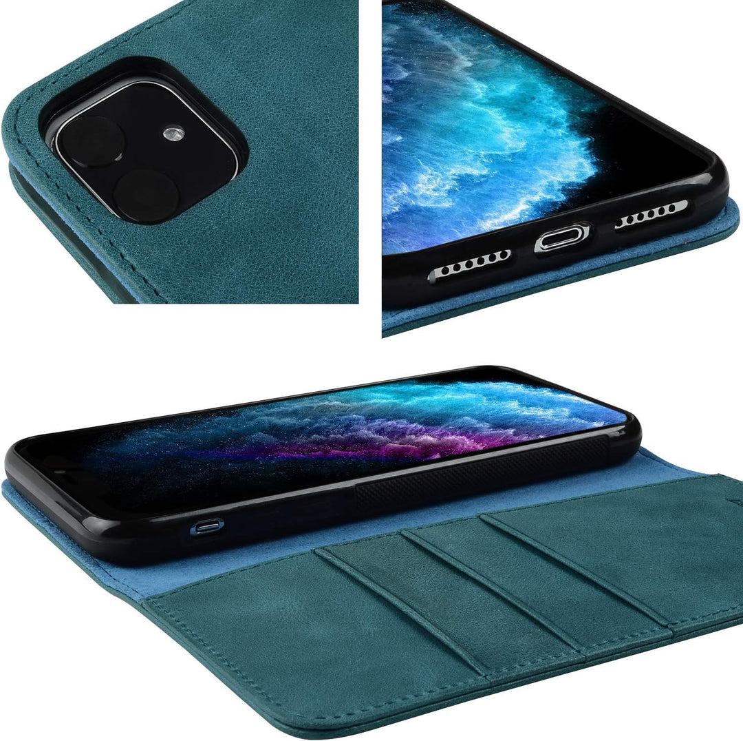VISOUL iPhone 11 Hülle, Stossfeste Handyhülle [Erstklassiges Rindsleder] [RFID Blocker], TPU Schutzh