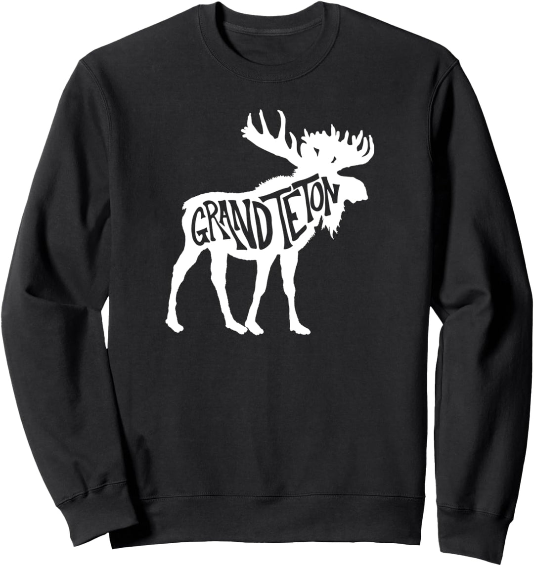 Grand Teton National Park Moose Typography Graphic Sweatshirt