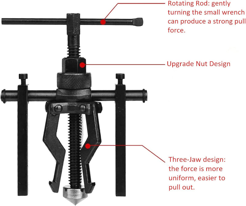 AUTOOL 3-Backen-Innenlager-Abzieher für Auto Motorrad Auto, Innenlager-Abzieher aus Kohlenstoffstahl