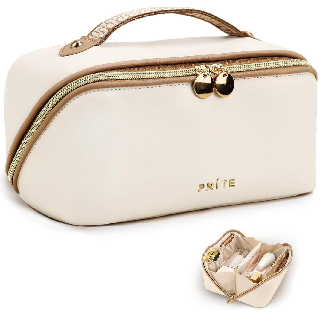 Prite Grosse Kapazität Kosmetiktasche Tragbare Reise Make Up Tasche wasserdichte PU-Leder Schminktas