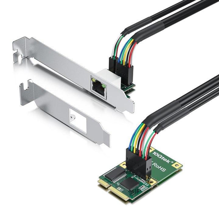 Mini PCIe 1G Gigabit Ethernet Network Card (Intel I210AT), with LED Light, 30-cm Cable Length Intel