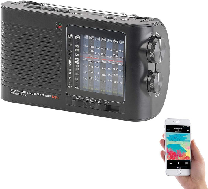 auvisio Kurzwellenradio: Analoger 9-Band-Weltempfänger mit Bluetooth, USB, SD, AUX und Akku (Weltemp