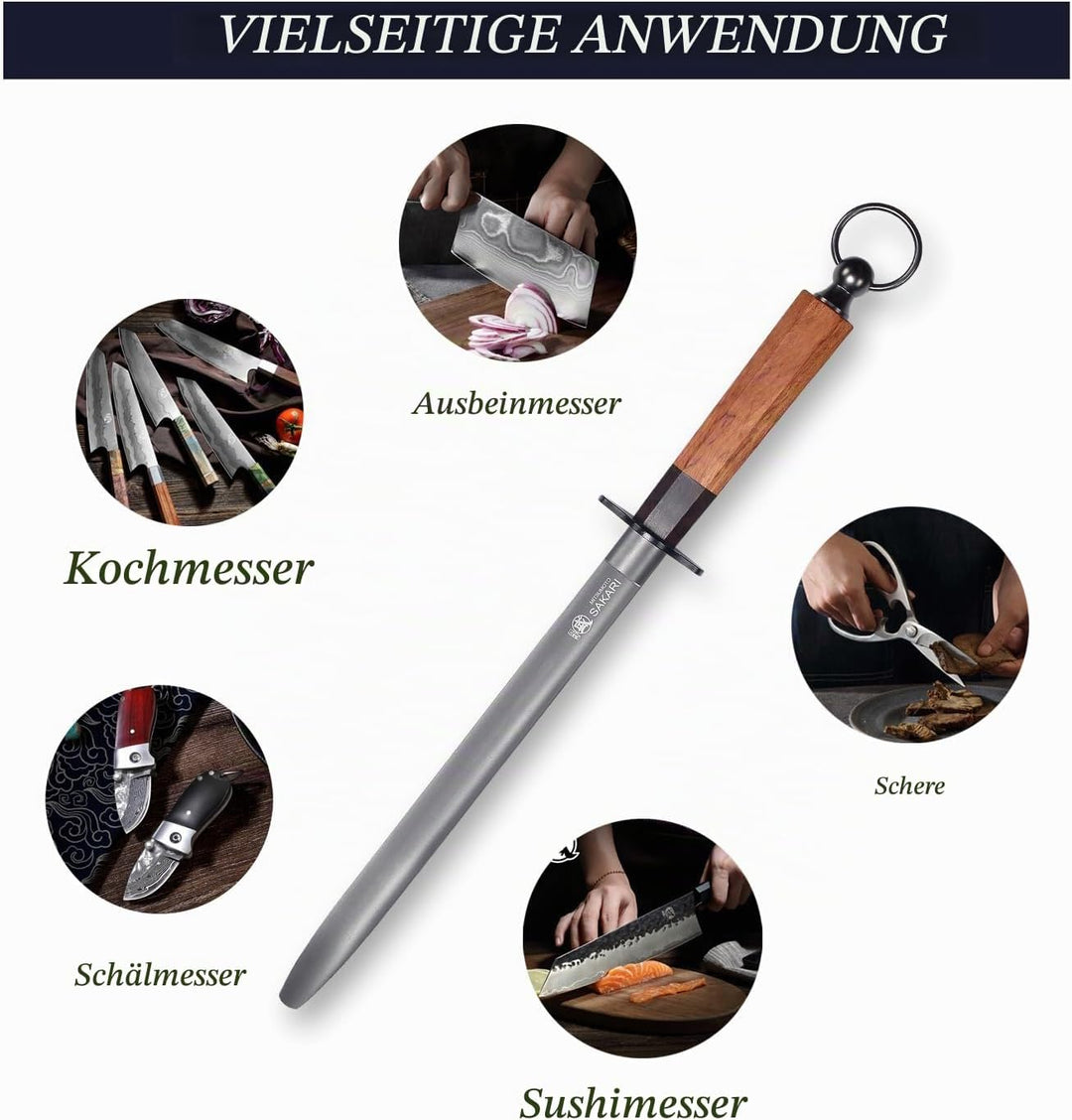 MITSUMOTO SAKARI 40 cm japanischer Profi-Wetzstahl, flacher Wetzstahl, hoher Kohlenstoffgehalt, geei