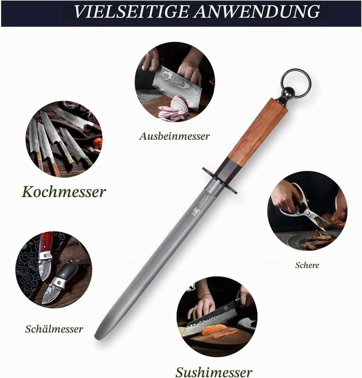 MITSUMOTO SAKARI 40 cm japanischer Profi-Wetzstahl, flacher Wetzstahl, hoher Kohlenstoffgehalt, geei