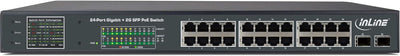 InLine 32324P PoE+ Gigabit Netzwerk Switch 24 Port, 1GBit/s, 2xSFP, 19", Metall, Lüftersteuerung, mi