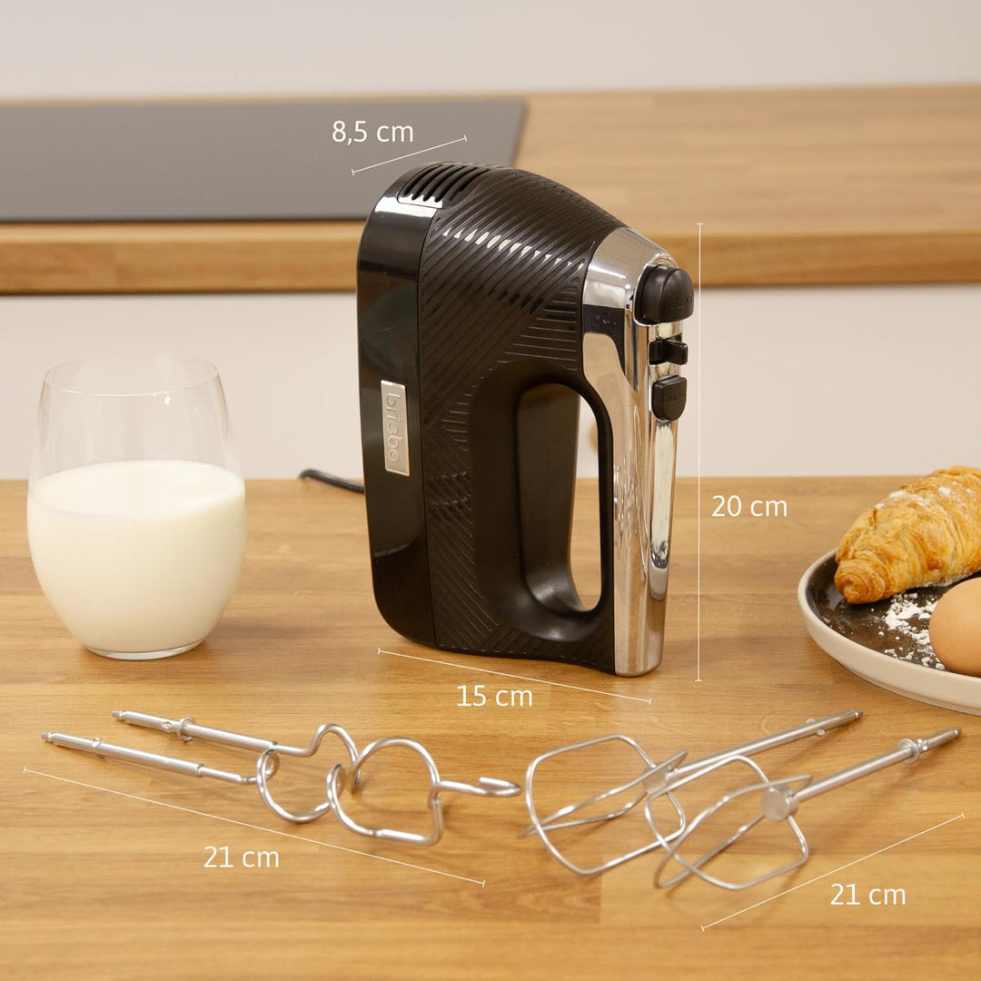 briebe Elegance Handmixer 400W, Handrührgerät Konditorei-Spezial 5 Geschwindigkeiten + Turbo, Handrü