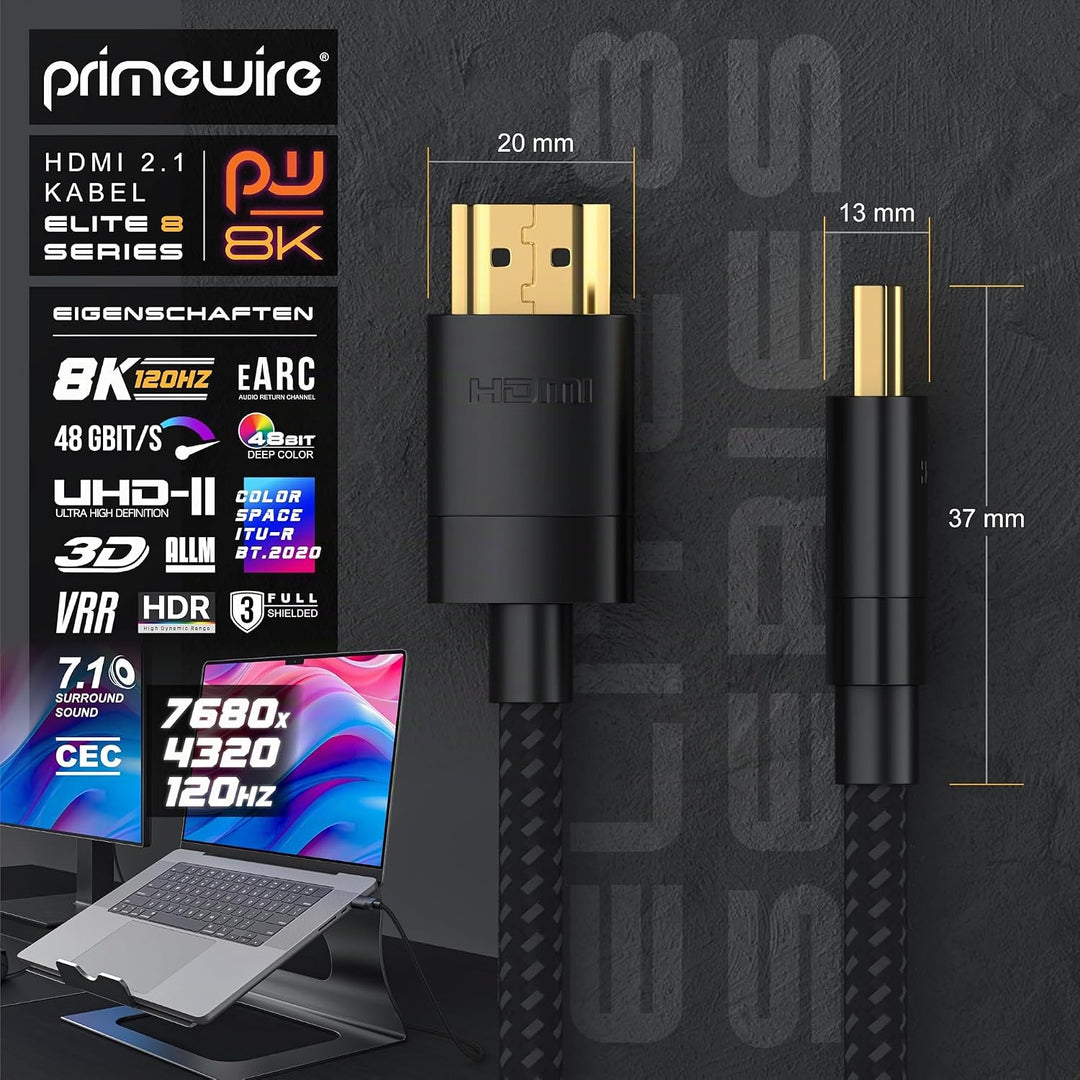 CSL - 8k / 4k HDMI Kabel 2.1/2.0-4m - 8K @ 60Hz / 120Hz - 4K @ 240Hz - 48 Gbit/s - 3D - Ultra High S