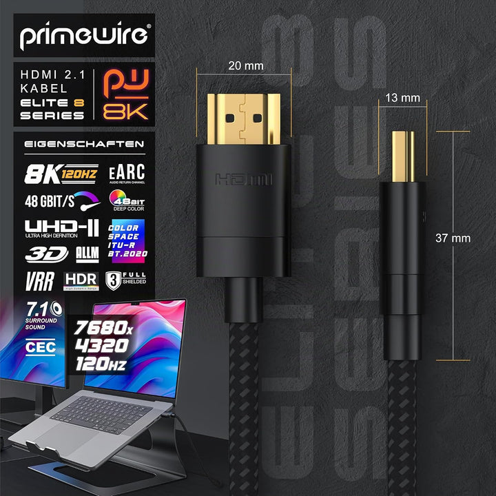 CSL - 8k / 4k HDMI Kabel 2.1/2.0-4m - 8K @ 60Hz / 120Hz - 4K @ 240Hz - 48 Gbit/s - 3D - Ultra High S