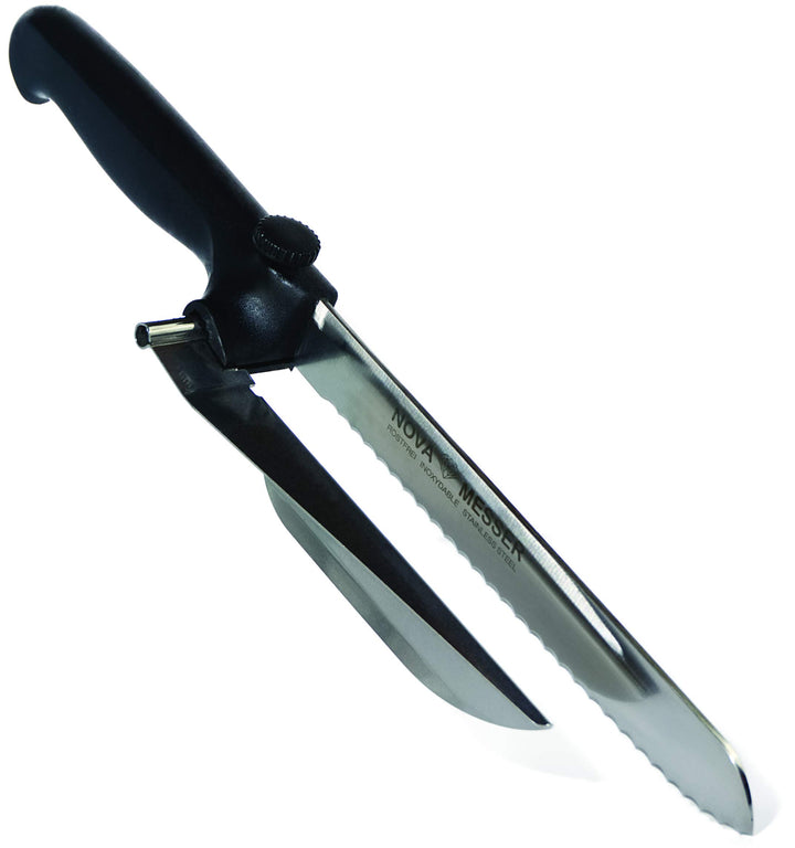 NOVA Brotmesser mit Abstandshalter für Brot, Wurst, Käse, Fleischkäse, aus rostfreiem Edelstahl gear