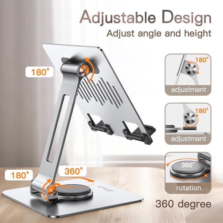 JETech Tablet Ständer, Einstellbare Drehlager Desktop Halter mit 360 Grad Drehbarem Fuss, Faltbare H