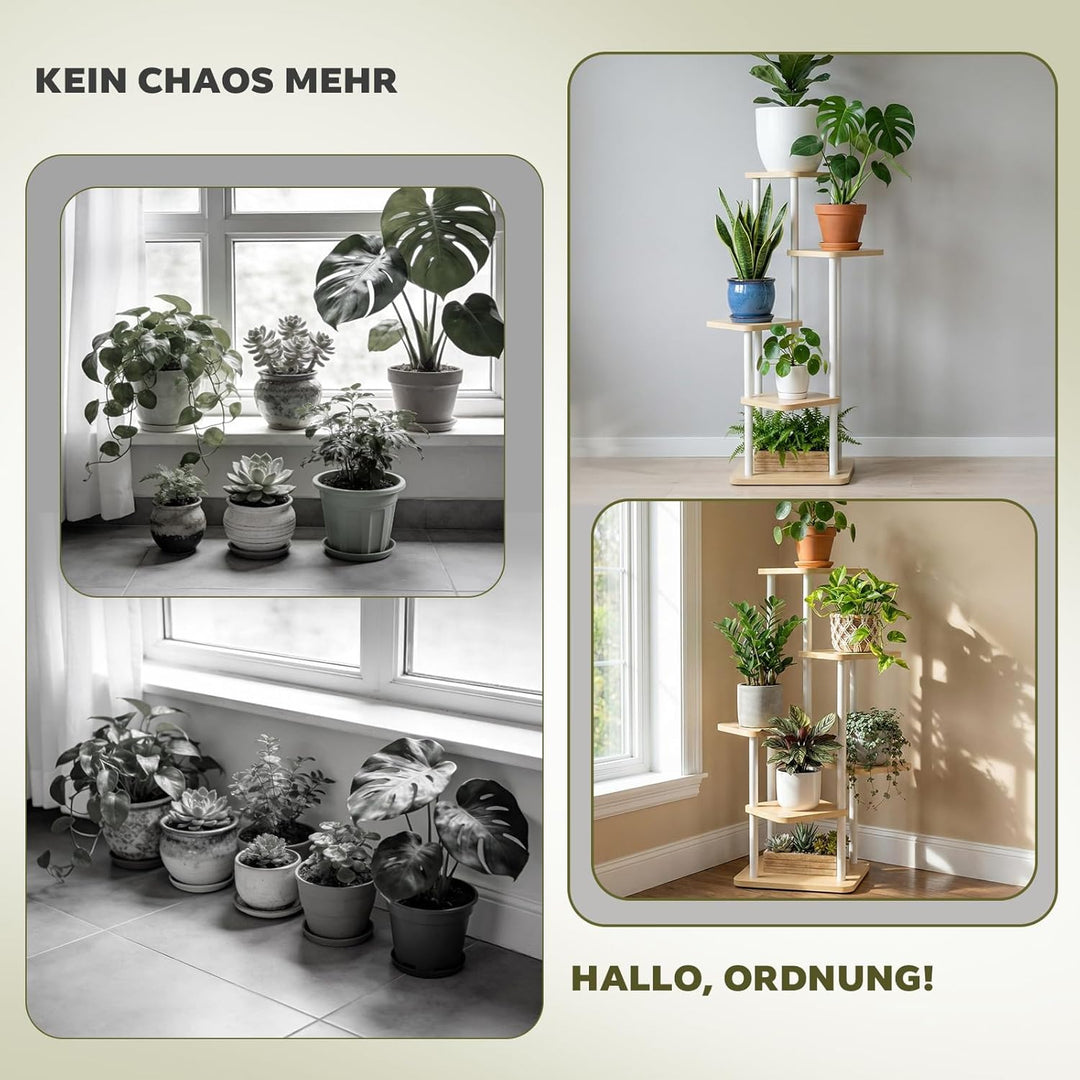 Pflanzständer für den Innenbereich 5 Ebenen Blumenständer, Metall Pflanzenregal für Balkon & Wohnzim