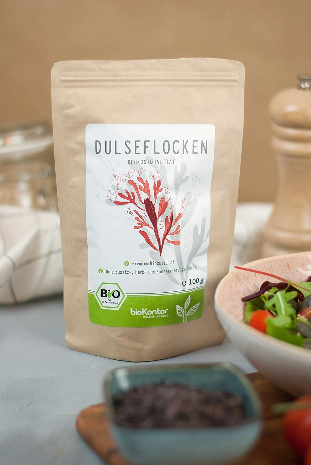 BIO Dulse Flocken 100g aus dem Atlantik | Dulse Algen aus Wildsammlung | 100% naturrein - Rohkost |