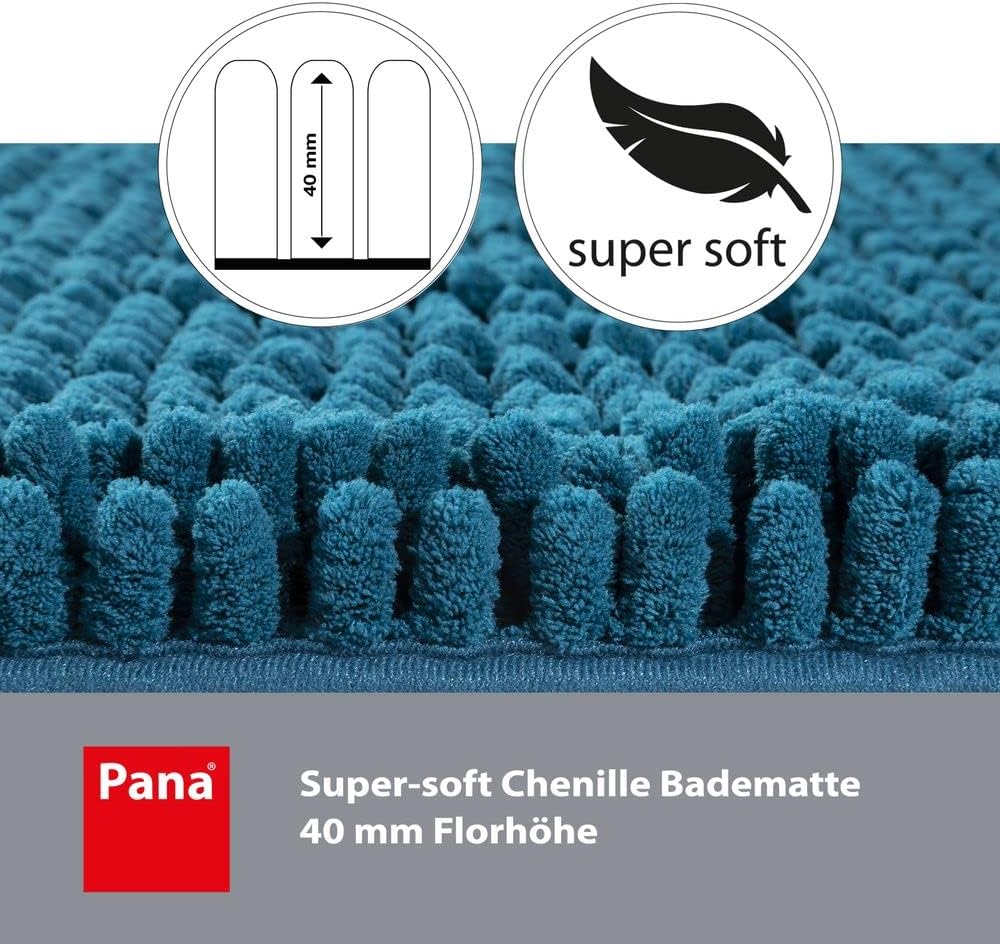 PANA Chenille Badematte in versch. Farben und Grössen • Badteppich aus weichen Fasern • saugstark &amp;