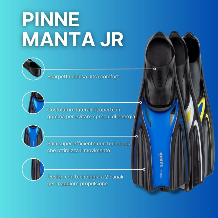 Mares Flosse Manta Junior Blau 34/35, Blau 34/35