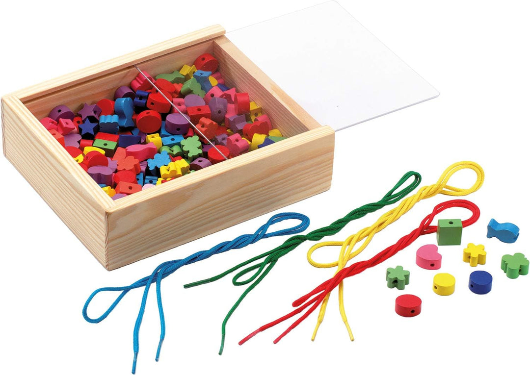 Lena 32020 - Bastelset Holzfädelperlen 164 Teile, ab 4 Jahre & 32044 - Bastelset Holzfädelperlen in