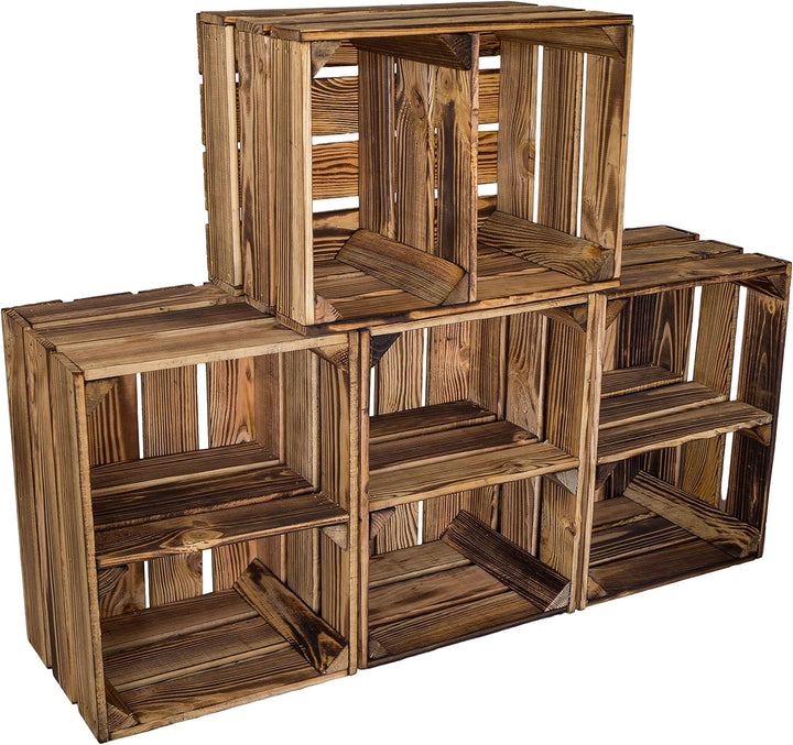 Holzkiste Bella geflammt40 x 30 x 25cm Weinablage Weinaufbewahrung Kindeschuhregal Bücherregal Ablag