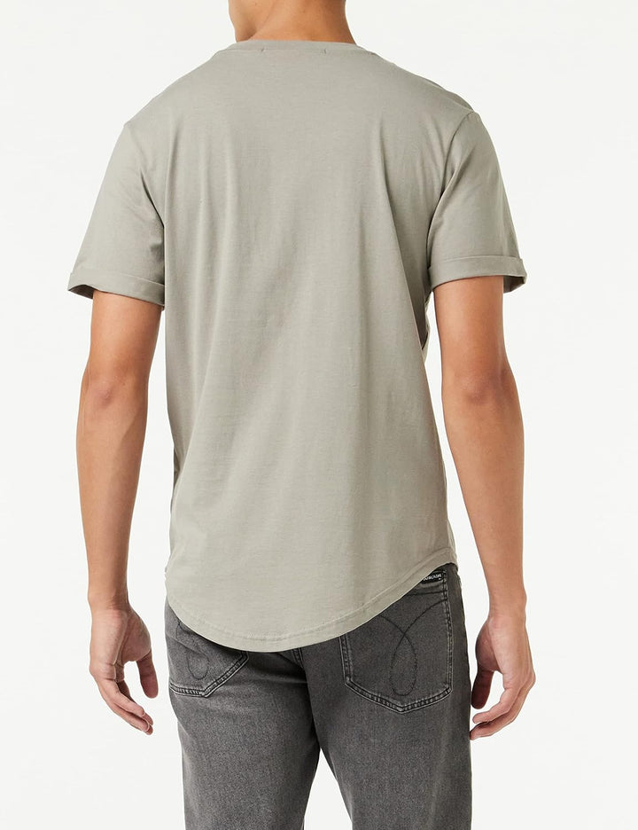 Calvin Klein Jeans Herren Badge Turn Up Sleeve Kurzarm Strickoberteile, Grau (Elephant Skin)