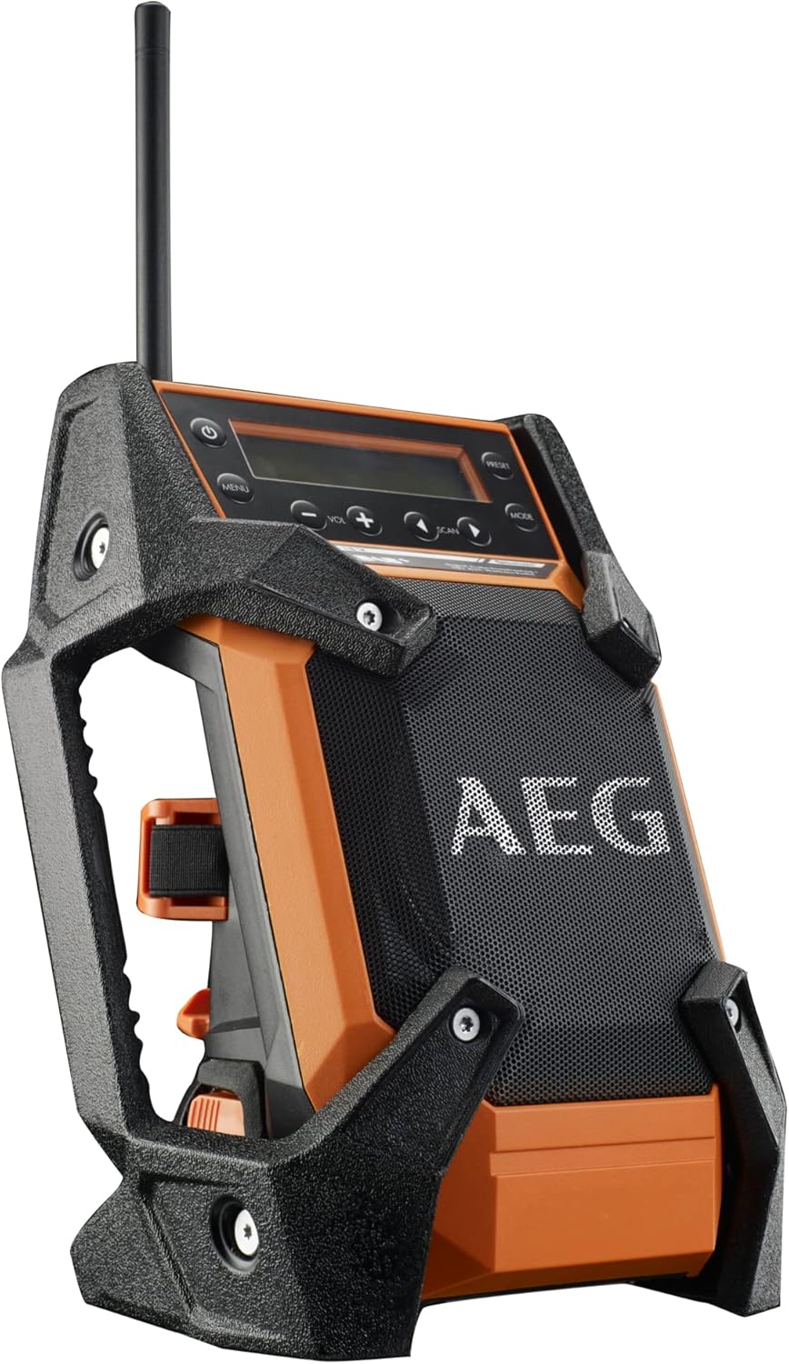AEG Baustellenradio mit DAB+ FM, 18 V, für Netz- oder Akkubetrieb, robustes Gehäuse, ohne Akku – BR1
