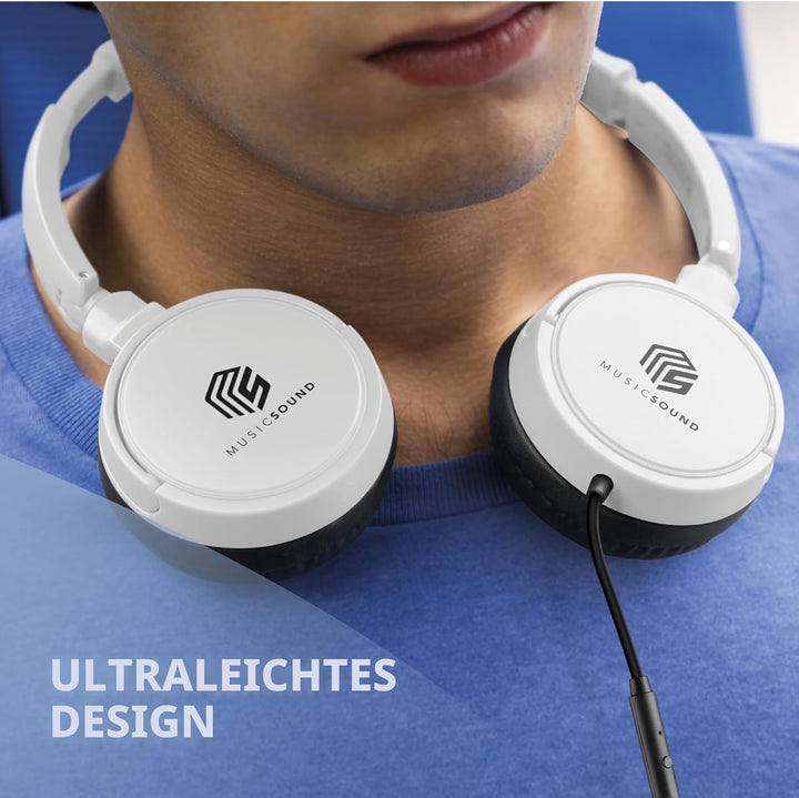 Music Sound | Bügelkopfhörer mit Kabel Over Ear Basic | On-Ear-Kopfhörer Faltbarer Kopfbügel mit 1,2
