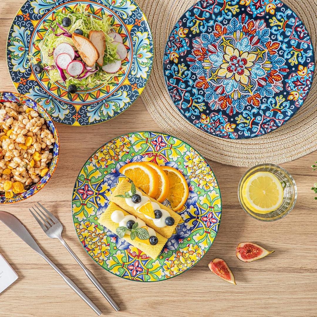 vancasso Speiseteller Porzellan Set von 6, 8,5 Zoll Bunt Frühstücksteller Keramik Dessertteller, Mik