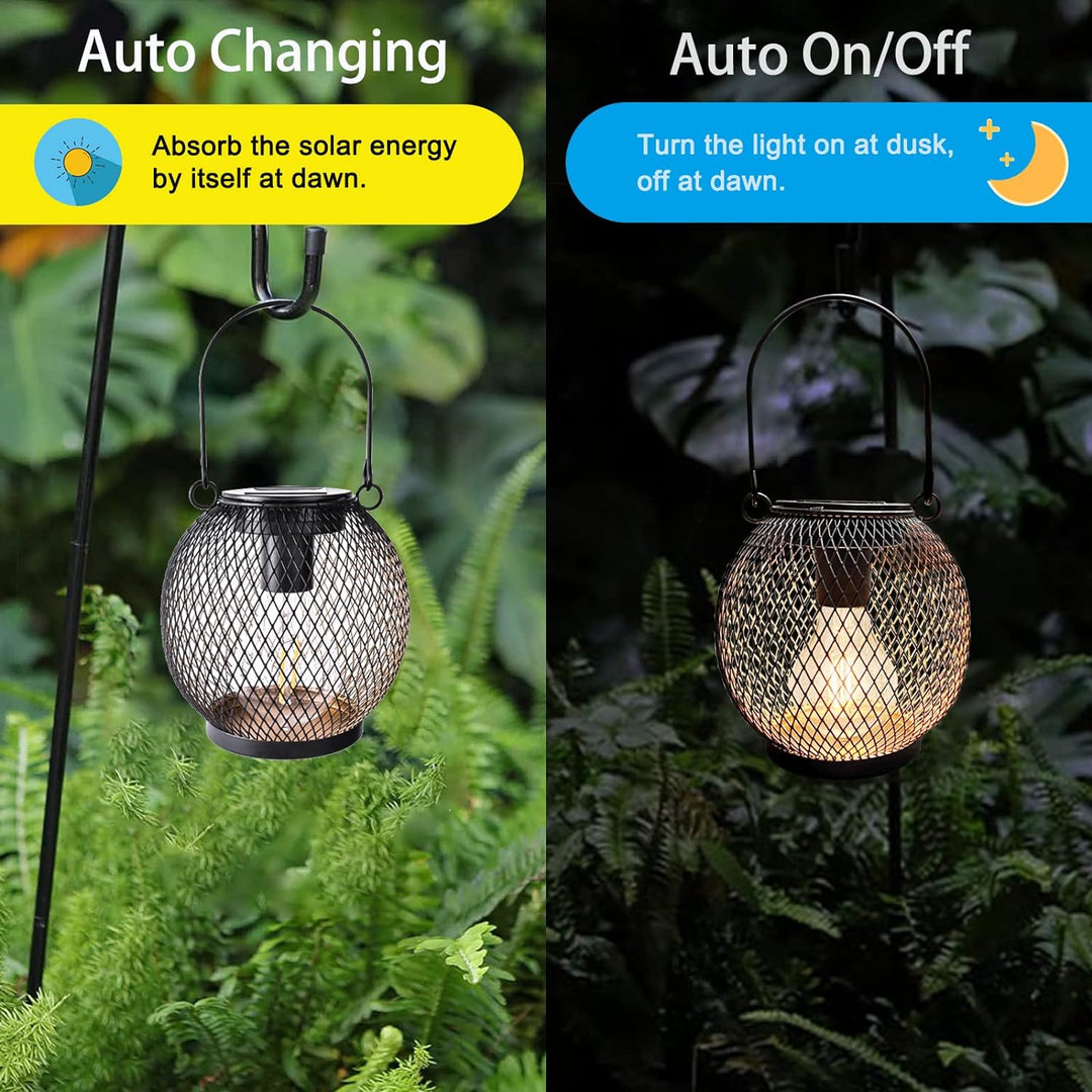 pearlstar Solarlampen für aussen Garten 2er Set Schwarz metall Wasserdichte Solar Leuchten Hänge Gar