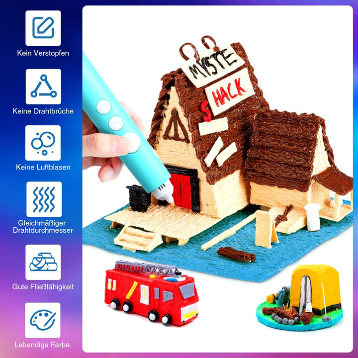 3D Stift Filament PCL, 20 Farben, je 10M – 3D Pen PCL Filament 1,75mm, 3D Stift Farben Set für Niedr