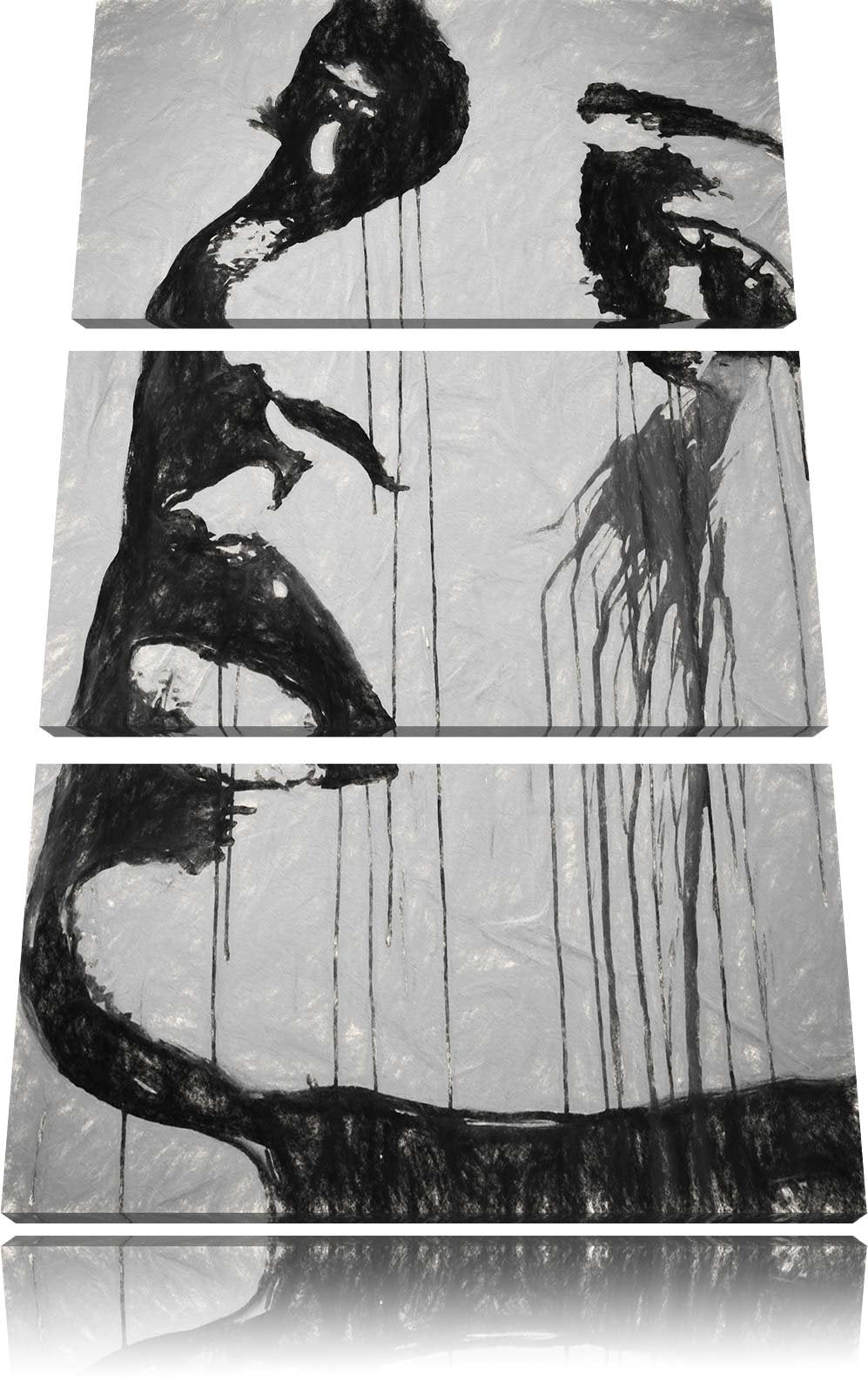 Pixxprint Abstrakt Frau Kohle Effekt 3-Teiler Leinwandbild 120x80 Bild auf Leinwand