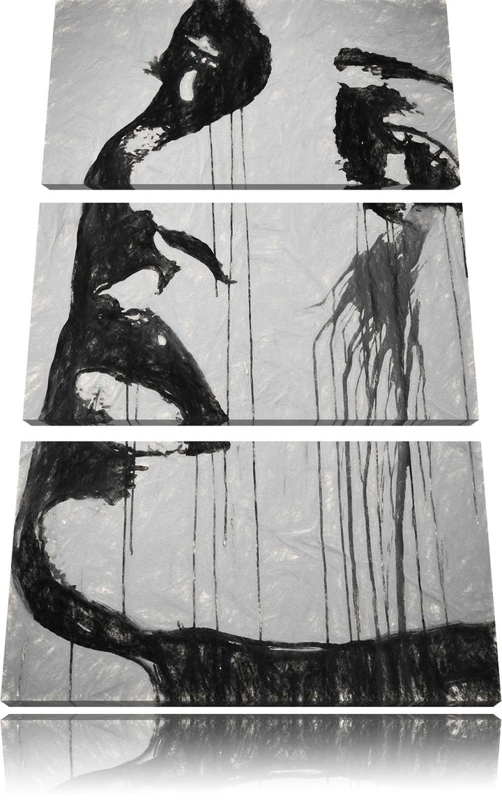 Pixxprint Abstrakt Frau Kohle Effekt 3-Teiler Leinwandbild 120x80 Bild auf Leinwand