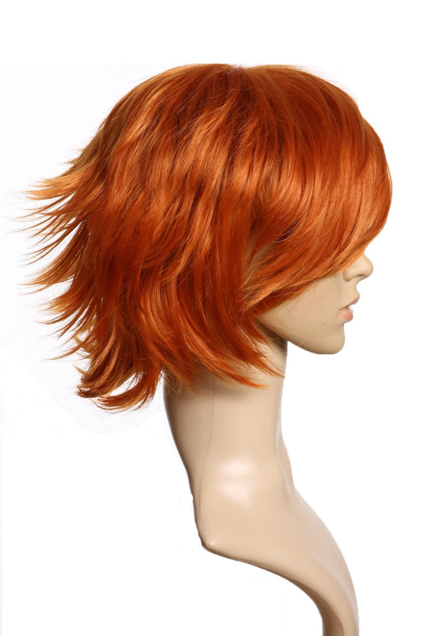 Prettyland C178 - Rot Orange Kurzhaar Kurze Perücke Gestuft Ausgefallen Party, Orange