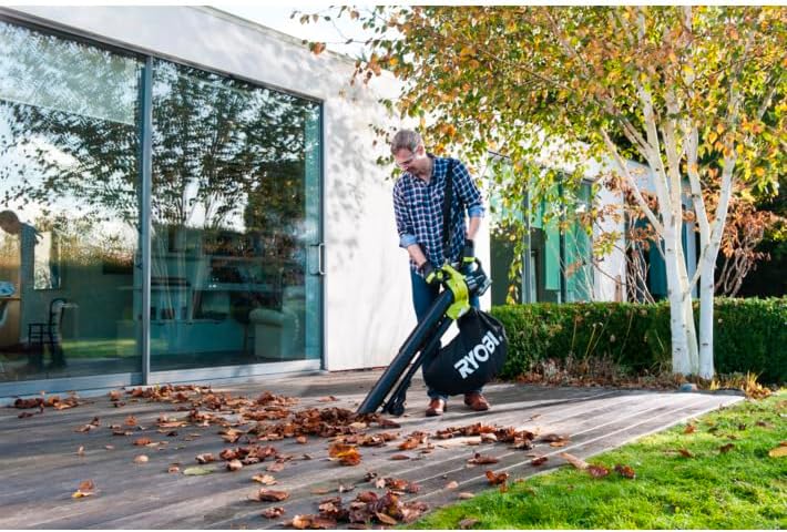 RYOBI 18 V ONE+ Brushless Akku-Laubsauger und Laubgebläse OBV18 (Luftmenge 6,0 m³/min, Luftgeschwind