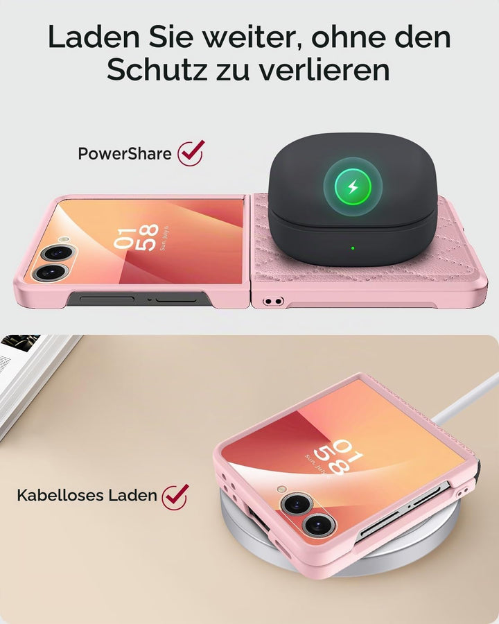 Miimall Kompatibel mit Samsung Galaxy Z Flip 7 Hülle mit Displayschutz &amp; Weich Scharnierschutz, [Ele