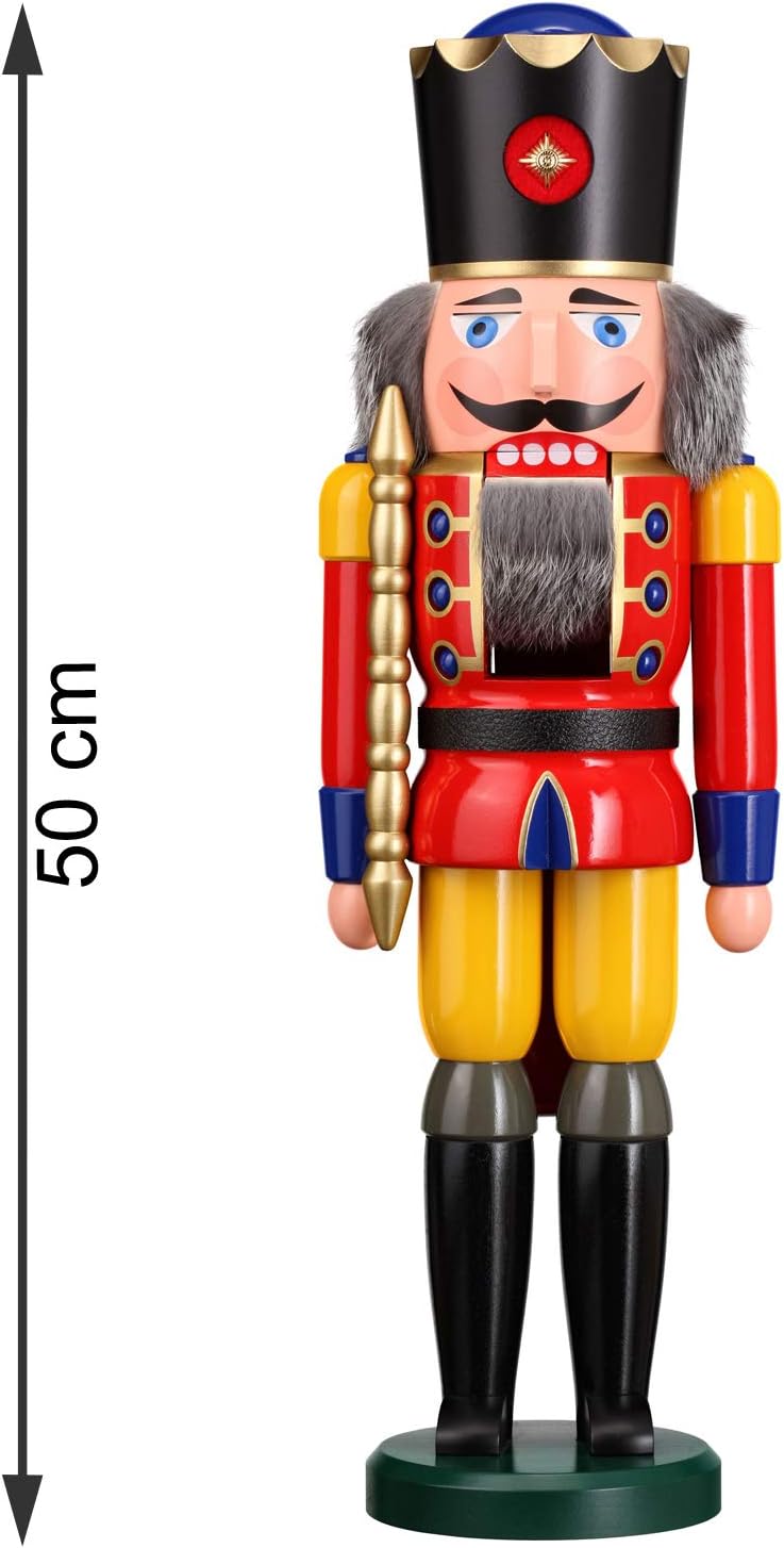Seiffener Volkskunst Nussknacker Holzfigur Holz König Figur Höhe 50 cm gross (rot), Rot