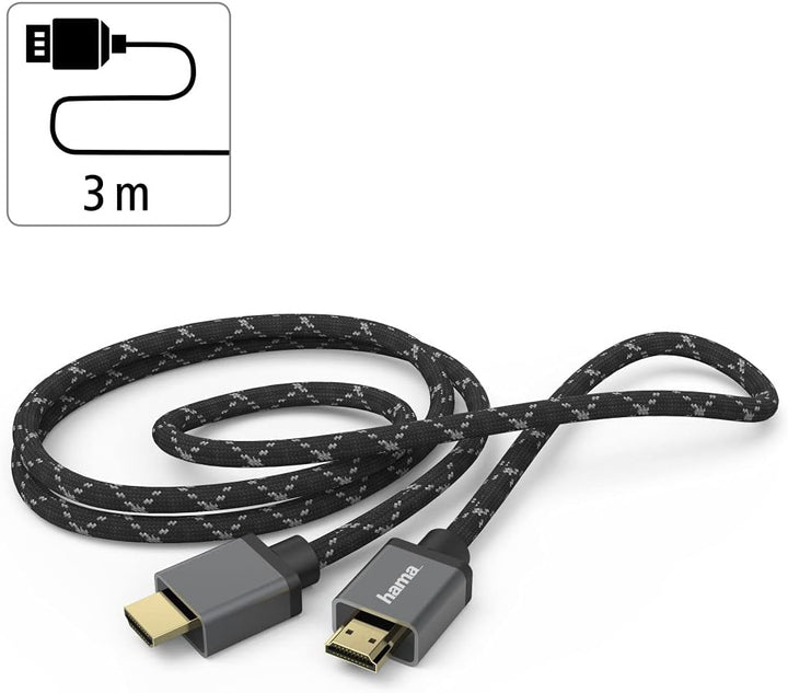 Hama Premium HDMI Kabel 3 Meter Ultra High Speed (Exzellentes Monitorkabel 4K / 8K, 48 Gbit/s, UHD B