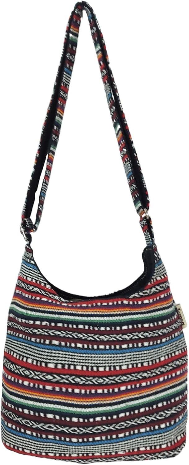 Sunsa Damen Umhängetasche. Hobo Tasche aus gewebter Baumwolle mit verstellbare Henkel. Crossbody Sch